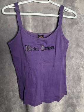 Vintage Y2K Harley-Davidson Purple Double Strap Camisole Tank Top ABC Waterford
